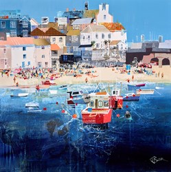 Heat Waves, ST Ives by Tom Butler - Original Collage on Board sized 24x24 inches. Available from Whitewall Galleries